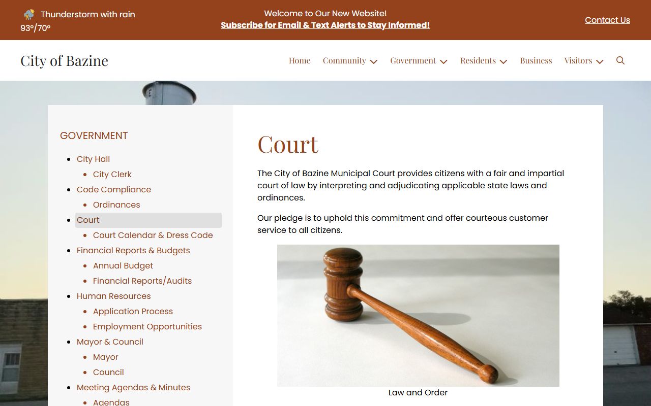 Ness County court dockets Bazine Municipal Court page