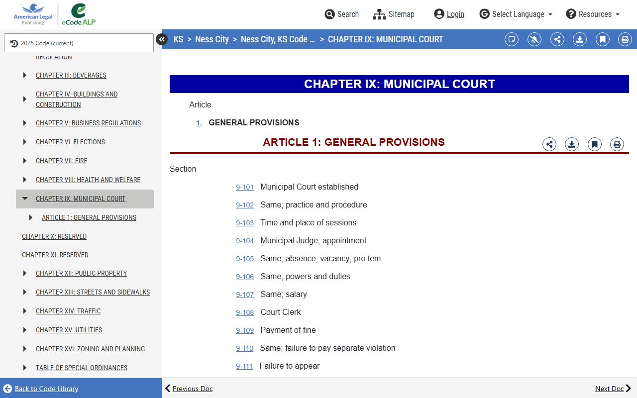 Ness County court dockets Ness City municipal court code