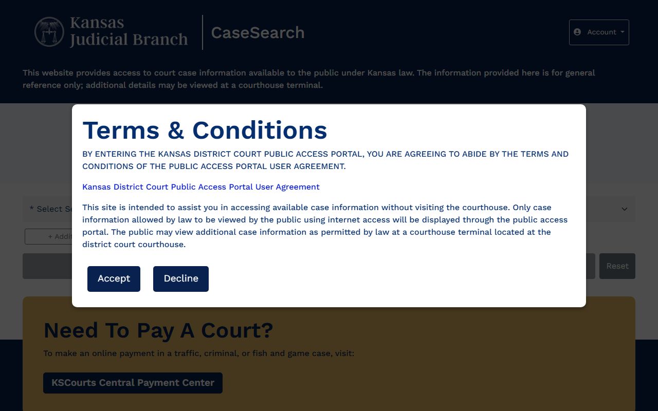 Ness County court records Kansas CaseSearch portal