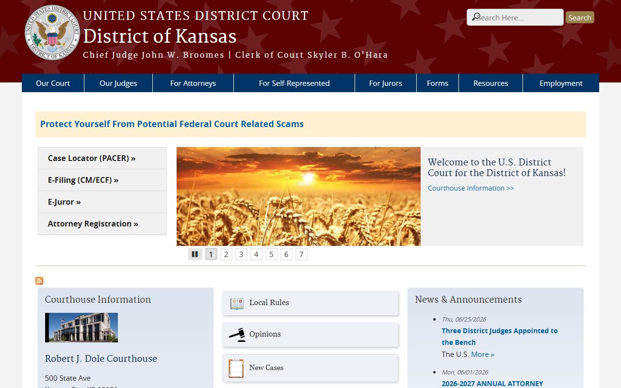 Ness County court records federal District of Kansas distinction