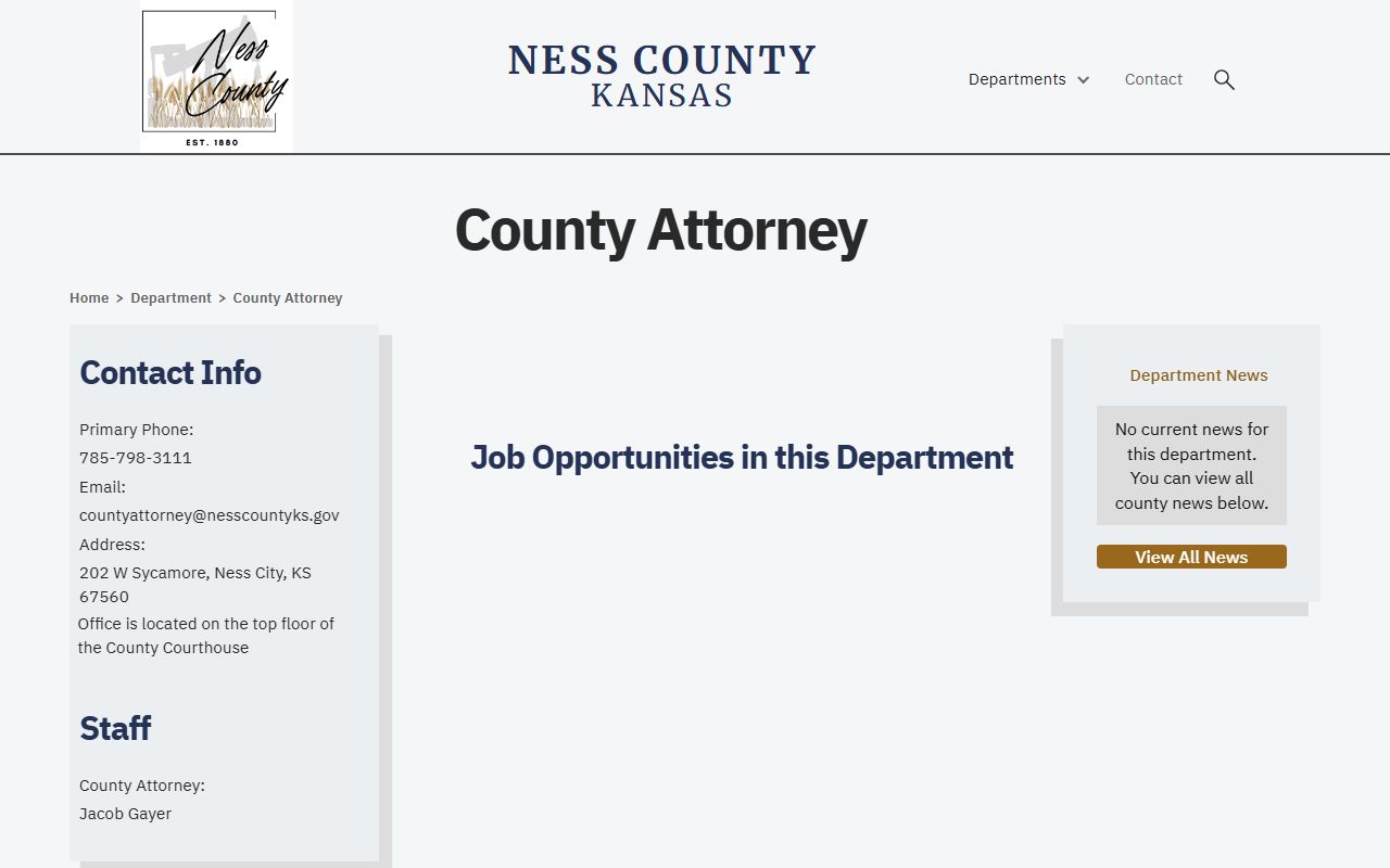 Ness County criminal court records County Attorney page