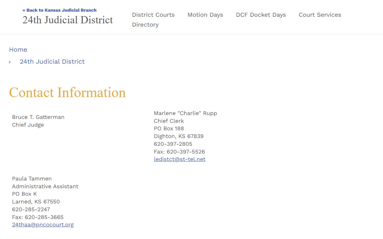 Ness County court records 24th Judicial District directory