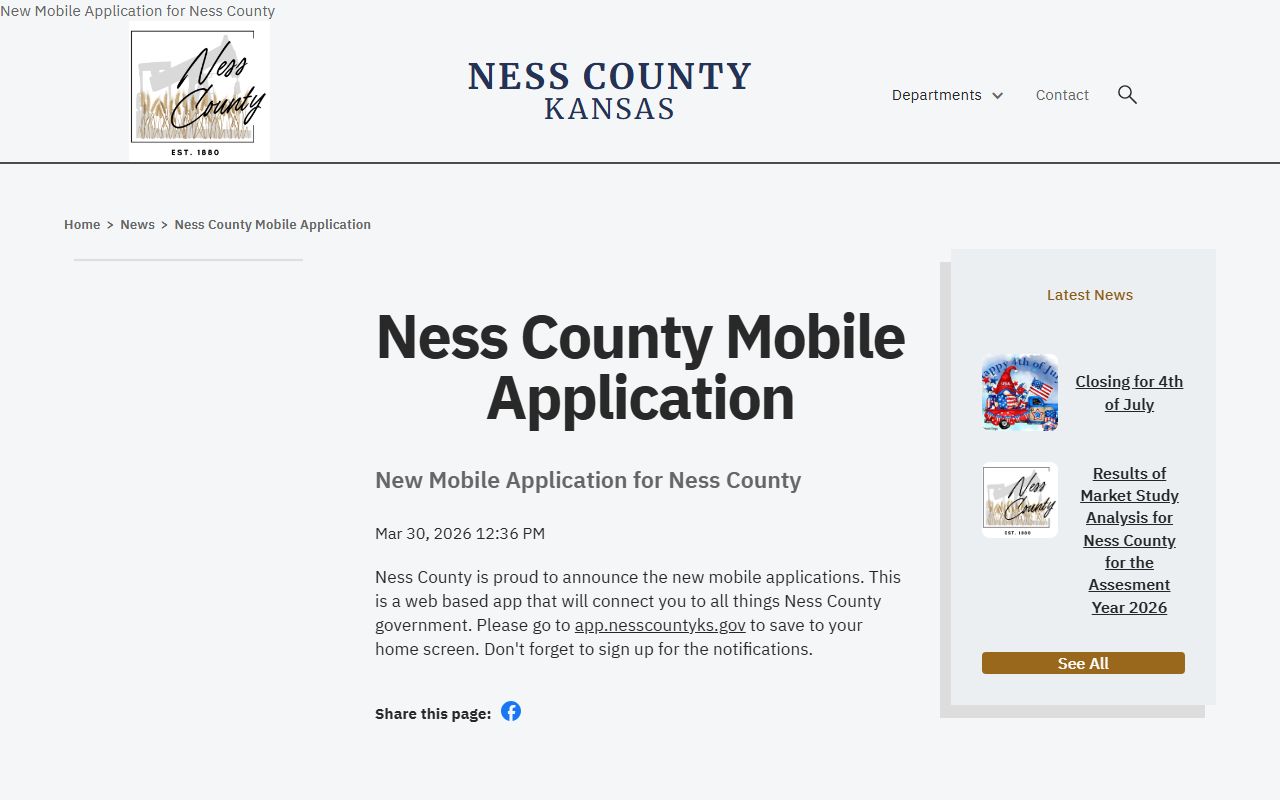 Ness County court records county mobile application announcement
